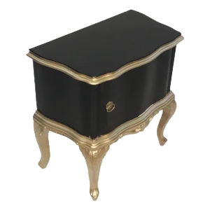Venetian Baroque Walnut and Walnut Veneer Nightstands, Set of 2