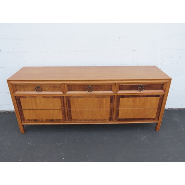 Basic Wiz Mid Century Modern Burlwood Long Low Dresser 6576 For Sale - Image 15 of 17