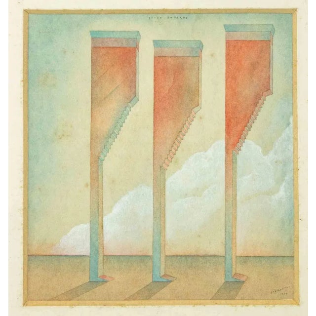 Paolo Giarsetti, Superb Game, Watercolor, 1979 For Sale - Image 4 of 4