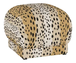 Lyra Ottoman in Caramel Linen Leopard