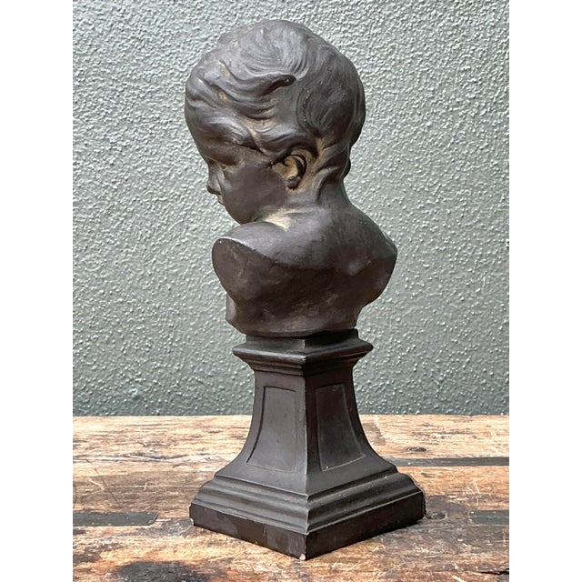 Figurative Vintage Cast Bronze Bust of Baby For Sale - Image 3 of 12