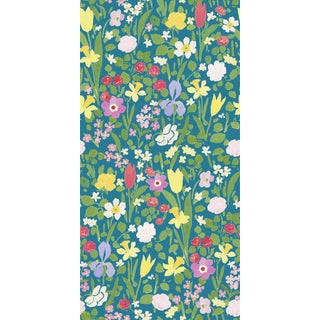 Large Scale, Daffodils Wallpaper by Paule Marrot in Teal For Sale