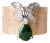 Vintage Midcentury Jade and Diamond Butterfly Wide Band Ring 14k Gold, Size 6.25 For Sale