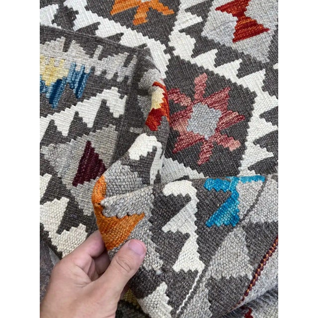 Textile Boho Chic Kilim Hand-Woven Wool Rug 3.1' X 5' For Sale - Image 7 of 7