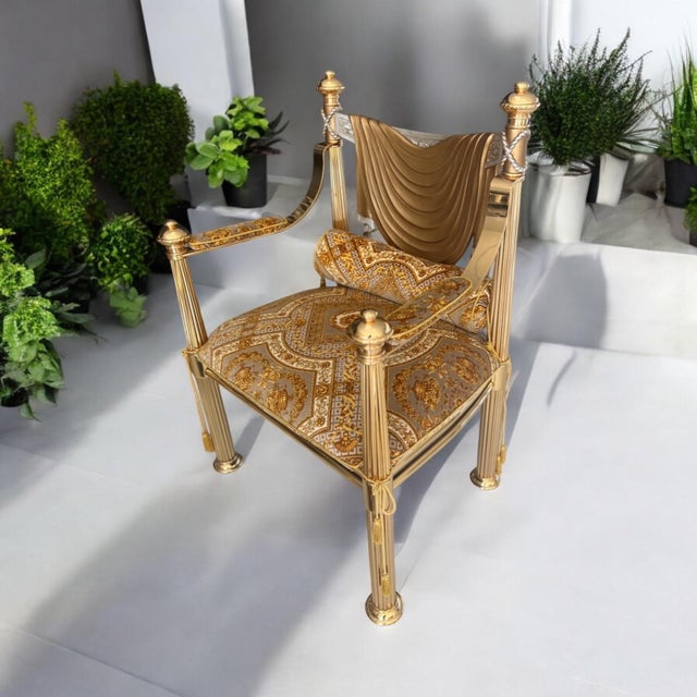 Hollywood Regency 3p Italian Imprt Armchair Loveseat Settee Set For Sale - Image 10 of 12