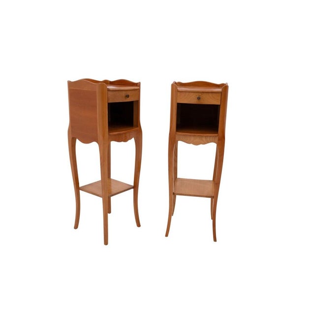 Wood Narrow Bedside Tables, 1950s, Set of 2 For Sale - Image 7 of 7