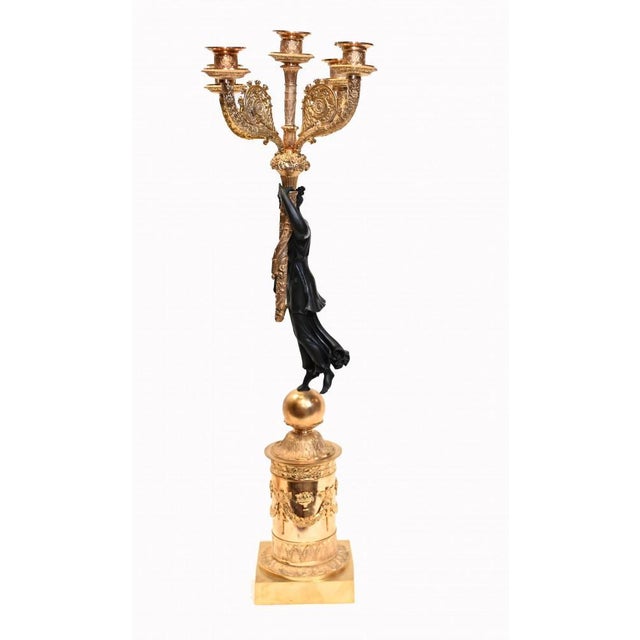 French Regency Classical Gilt Bronze Candleholders Maiden, Set of 2 For Sale - Image 9 of 17
