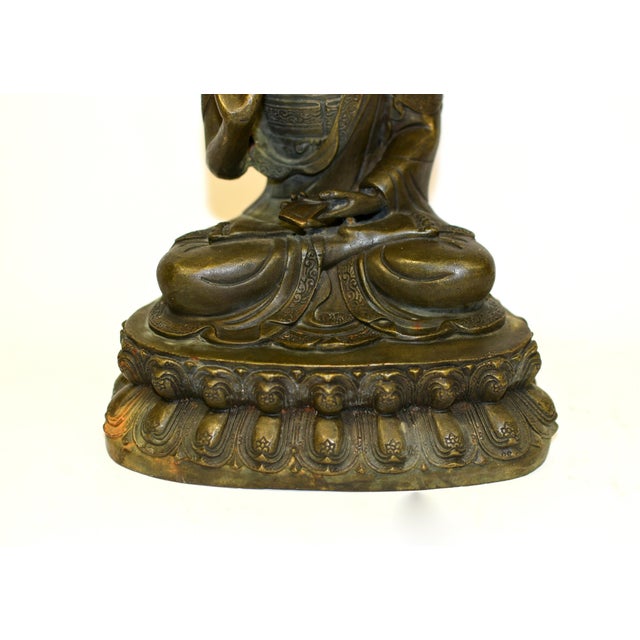 Antique Bronze Tibetan Teacher Tsongkhapa Statue For Sale - Image 9 of 16