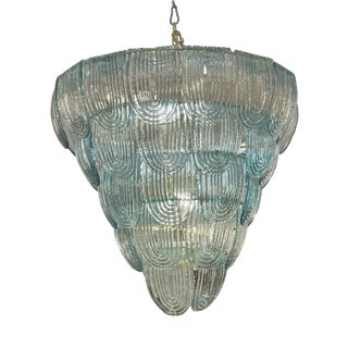 Art Deco Blue Five-Tier Pendant Lamp, 1950s For Sale