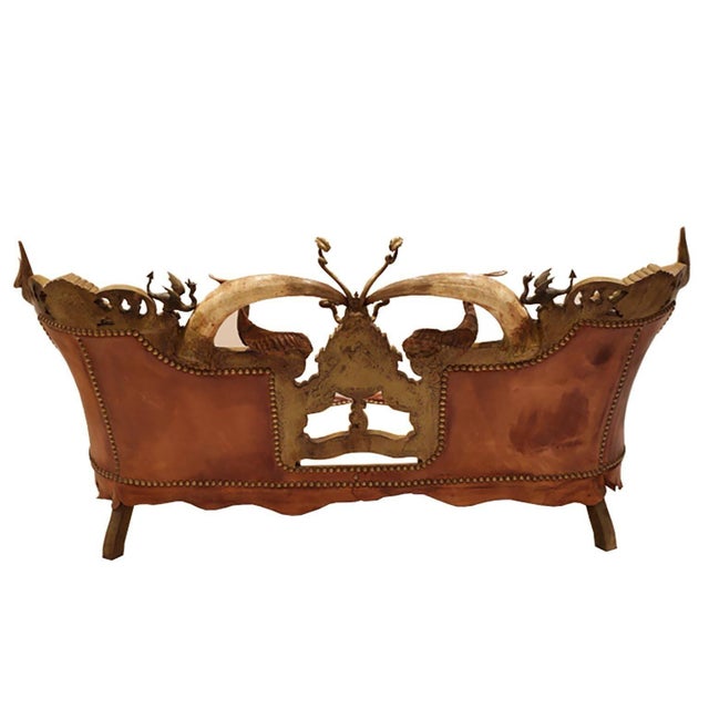 1990s 1990 Michel Haillard, Dunhill, Paris France, Materials & Techniques Leather, Horn, Bronze, Modern, Tan, 1 Piece, Item Is Unmarked. For Sale - Image 5 of 9