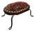 Vintage Spanish Revival Upholstered Mahogany Wood & Metal Low Stool, Oxblood Red, Rust, Gold For Sale