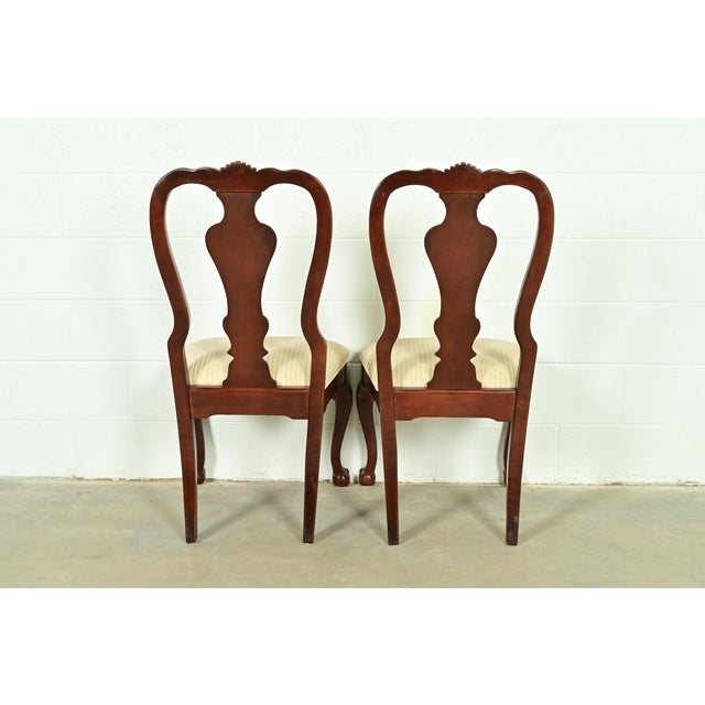 Thomasville Chippendale Carved Cherry Wood Side Chairs or Dining Chairs, Pair For Sale - Image 11 of 14