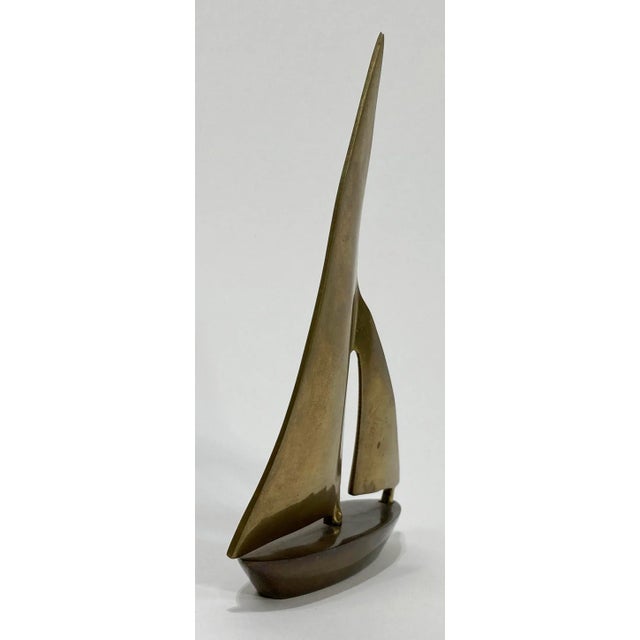 Mid-Century Modern Vintage MCM Solid Brass Sailboat For Sale - Image 3 of 4