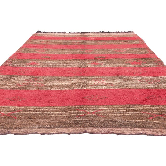 Tribal Vintage Striped Moroccan Rug - 05'04 X 08'01 For Sale - Image 3 of 9