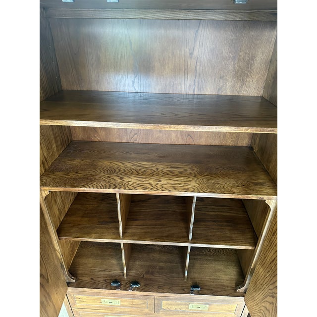Wood 1970s Henredon “Scene One” Campaign Style Pair of Oak Armoires For Sale - Image 7 of 12
