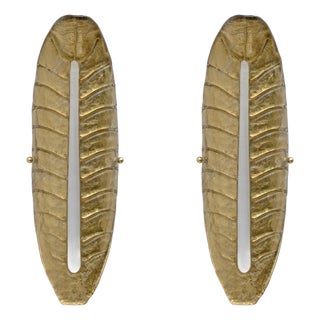 Modern Murano Glass Gold Leaf Sconces, Set of 2 For Sale