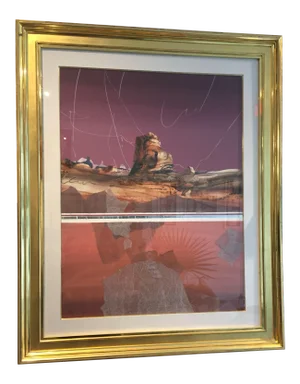 Harold Larsen Watercolor Abstract Landscape in Gilt Frame