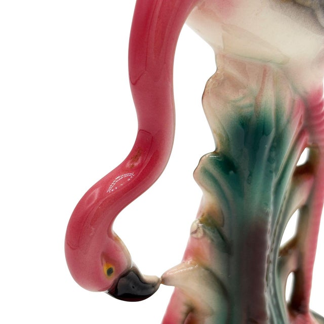 Pink 1950s Atomic California Pottery Ceramic Grazing Tropical Pink Flamingo Figurine Statue For Sale - Image 8 of 10