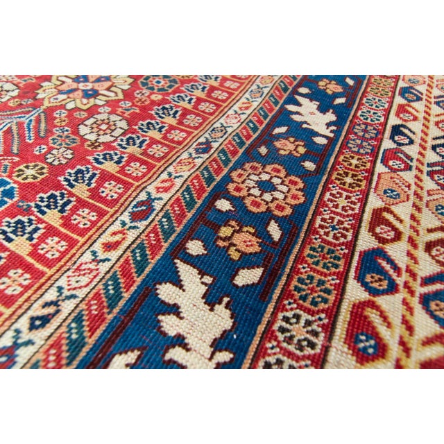 Maroon Late 1800s Antique Maroon Red Diamond Medallion Wool Hand-Knotted Rug - 5' X 8'9" For Sale - Image 8 of 10