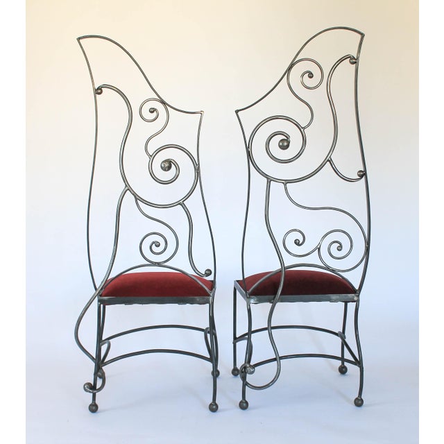 Pair of Wrought Iron Chairs For Sale - Image 4 of 11