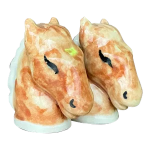 Vintage Boho Glazed Ceramic Horse Salt and Pepper Shakers - a Pair