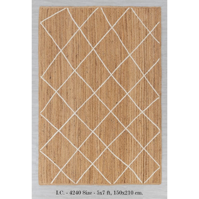 Brass Modern Geometric Bohemian Jute Rug 3x12Ft. For Sale - Image 8 of 13