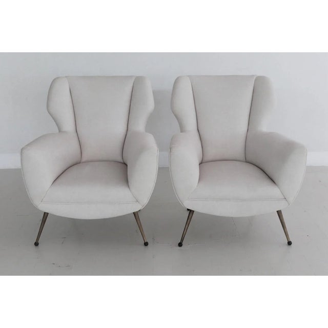 Set of Italian Armchairs in White Velvet in Gigi Radice Style, 1950s For Sale - Image 12 of 18