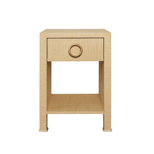Matthew Izzo Home Malcolm Natural Grasscloth One Drawer Side Table For Sale In New York - Image 6 of 6