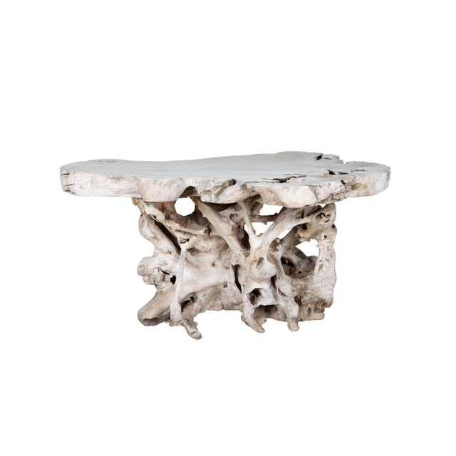 sun bleached teak console table