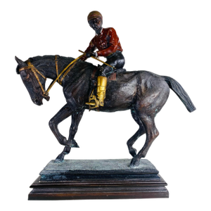 Monumental Vintage Bronze Equestrian Rider and Horse Sculpture
