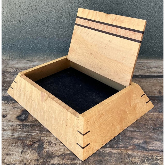 Vintage Burl Wood Angled Box For Sale - Image 4 of 12