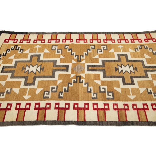 Goldenrod 4 X7 Vintage Navajo Native American Indian Tribal Wool Rug For Sale - Image 8 of 10