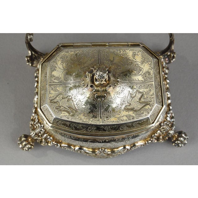 Silver English Silver-Gilt and Agate Inkstand, 1830 For Sale - Image 8 of 18