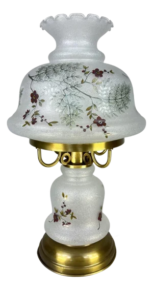 Vintage Spring Milk Glass Floral Table Lamp