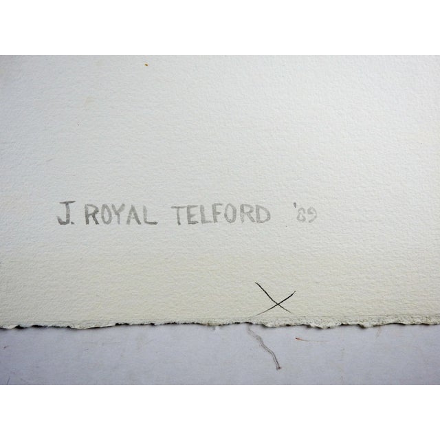 Watercolor on paper by J. Royal Telford (1932-2003) Texas. Titled Texotic Times Two, dated 1989 and signed along lower...