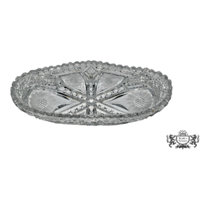Antique American Brilliant Cut Crystal Oval Dish W/Floral Details