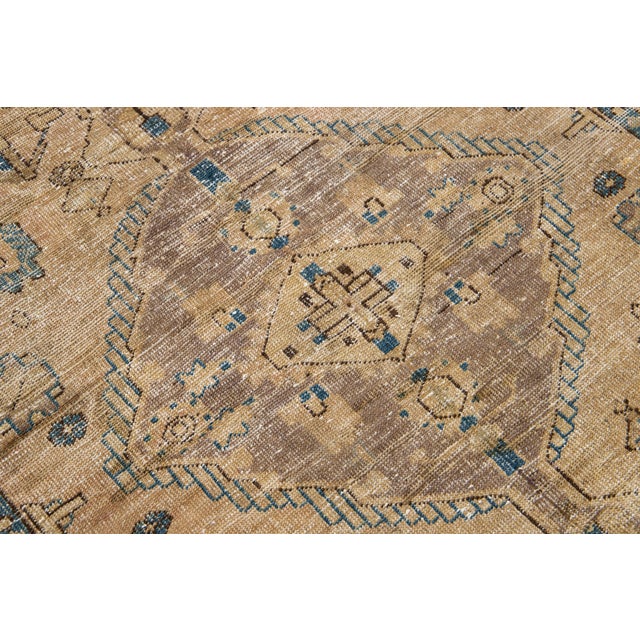 Brown Designed Vintage Distressed Persian Wool Rug in Brown For Sale - Image 8 of 8