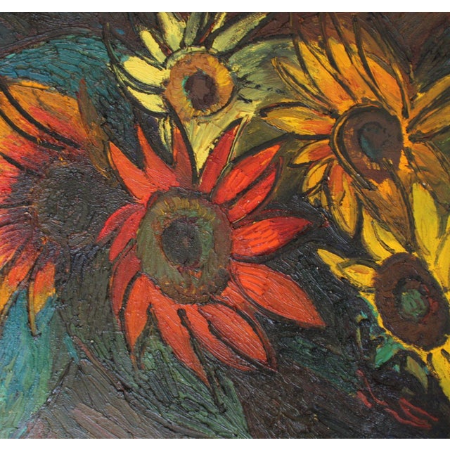 1980s Aleksandrs Rodin, Sunflowers, 1986, Oil on Canvas For Sale - Image 5 of 6
