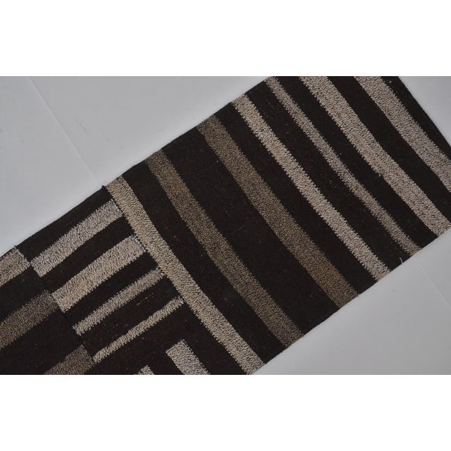 Black Handwoven Anatolian Vintage Runner Rug For Sale - Image 8 of 9