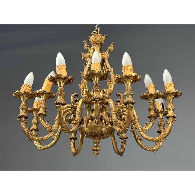 Baroque, Scroll Form Chandelier, Dore Bronze, France, 19th/20th Century For Sale - Image 4 of 17