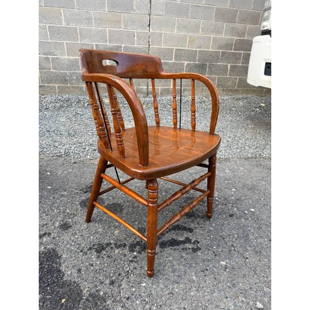 Early 20th Century Pair of Heywood Brothers & Wakefield Co. — Philadelphia, Pa Barrel Oak Armchairs For Sale - Image 12 of 16