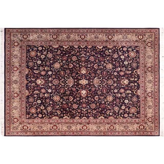 Gray Floral 1990's Pak-Persian Blue/Gray Wool Rug - 8'2'' X 10'0'' For Sale - Image 8 of 9