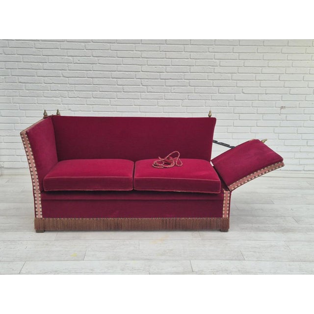 Danish Velour 2 Seater Drop Arm Sofa, 1960s For Sale - Image 13 of 18