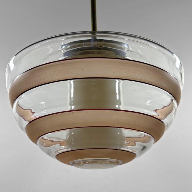 Scandinavian Beehive Pendant Lamp in Glass and Steel, Sweden, 1930s For Sale - Image 4 of 13
