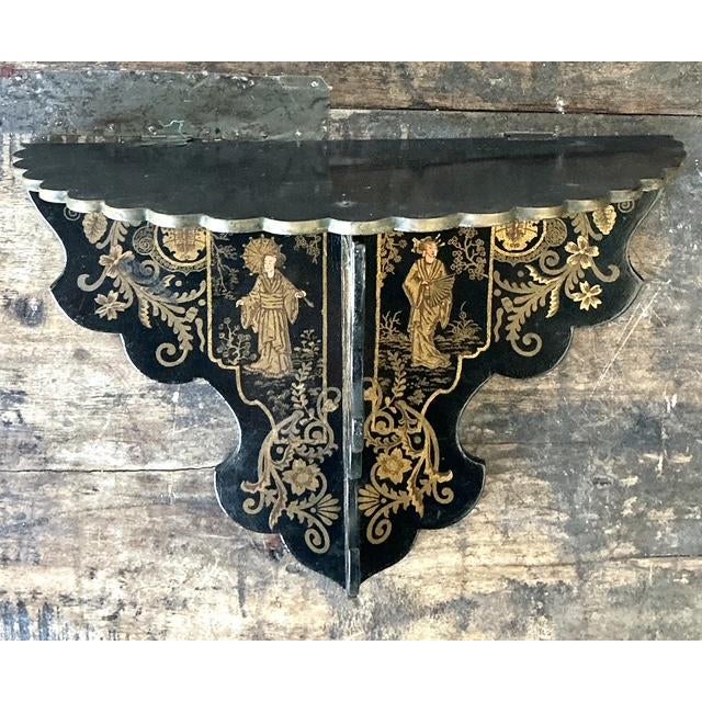 Wood Vintage Asian Chinoiserie Folding Bracket For Sale - Image 7 of 8