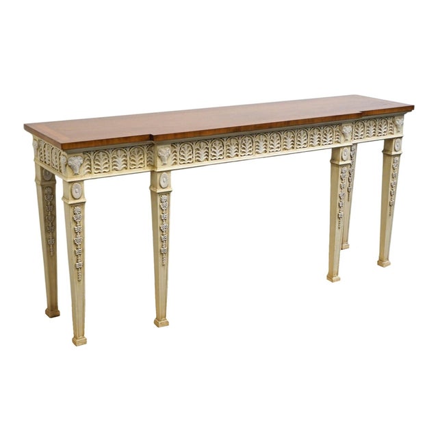 JOHN WIDDICOMB Co. Banded Cherry Italian Neoclassical 73" Carved Console / Accent Sofa Table 34.5" High 73.5" Wide 18"...