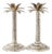 Vintage Hollywood Regency Palm Beach Silvered Metal Palm Tree Candlesticks, Set of 2 For Sale