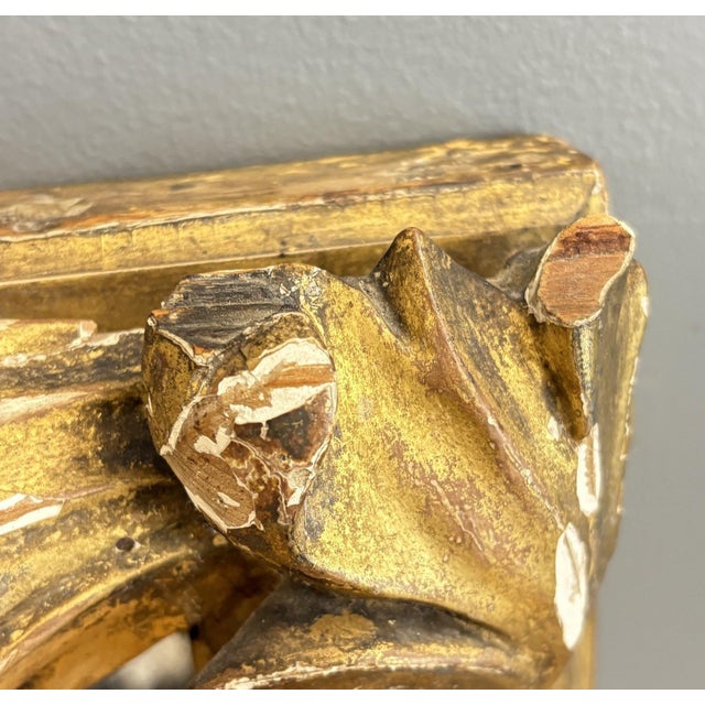 Antique 19th Century French Empire Giltwood Gesso Mantel Mirror With Foxed Glass For Sale - Image 9 of 16