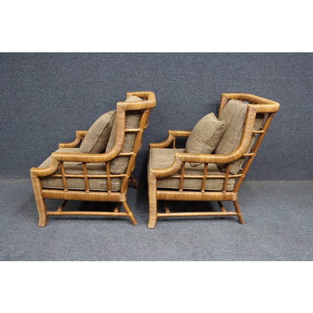 Pair of Braxton Culler Split Reed Bamboo Lounge Chairs For Sale - Image 11 of 16