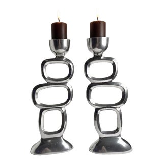 Aluminum Candleholders by Matthew Hilton, 1990s, Set of 2 For Sale